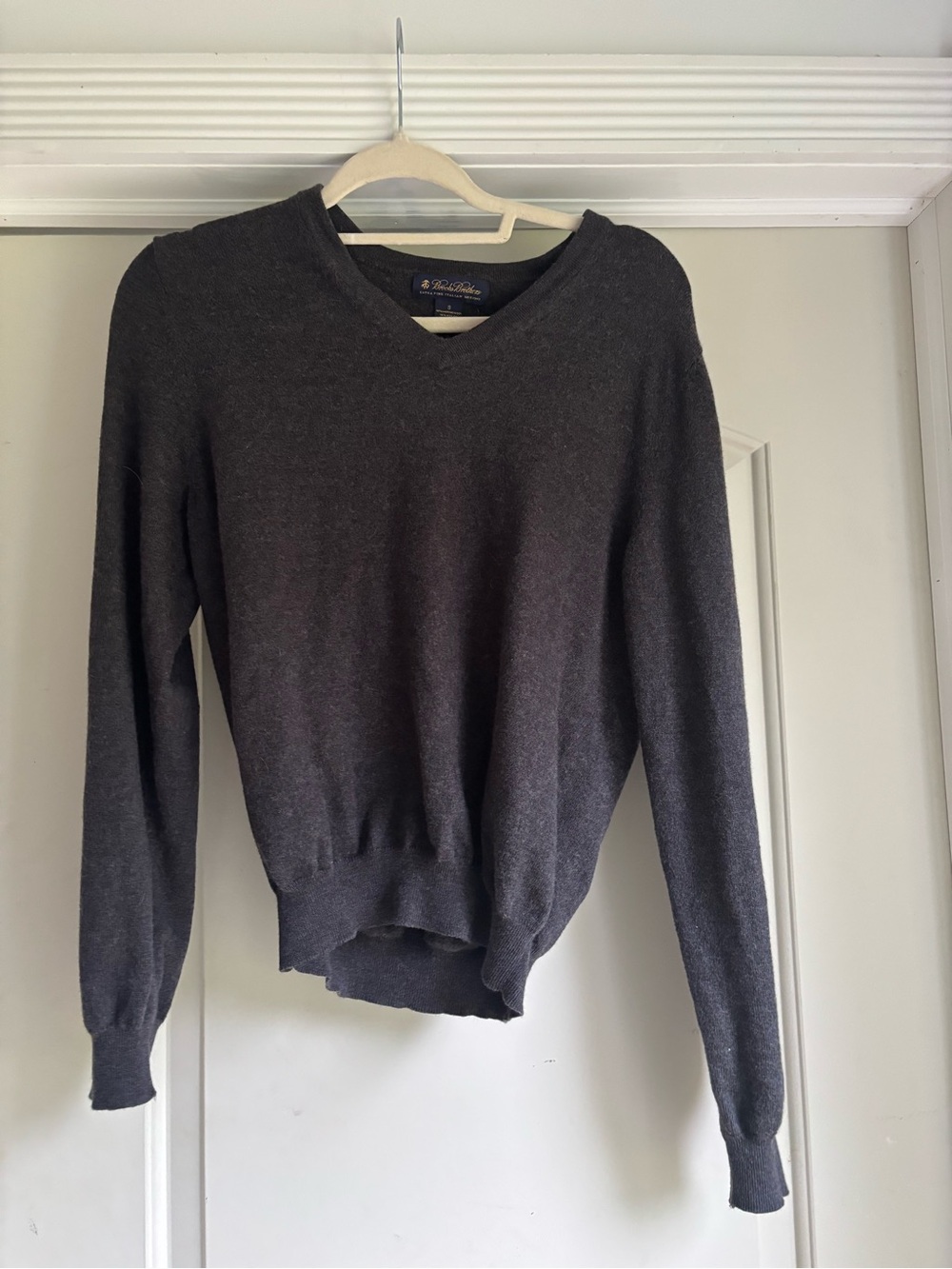 Brooks Brothers Charcoal V-Neck Merino Sweater